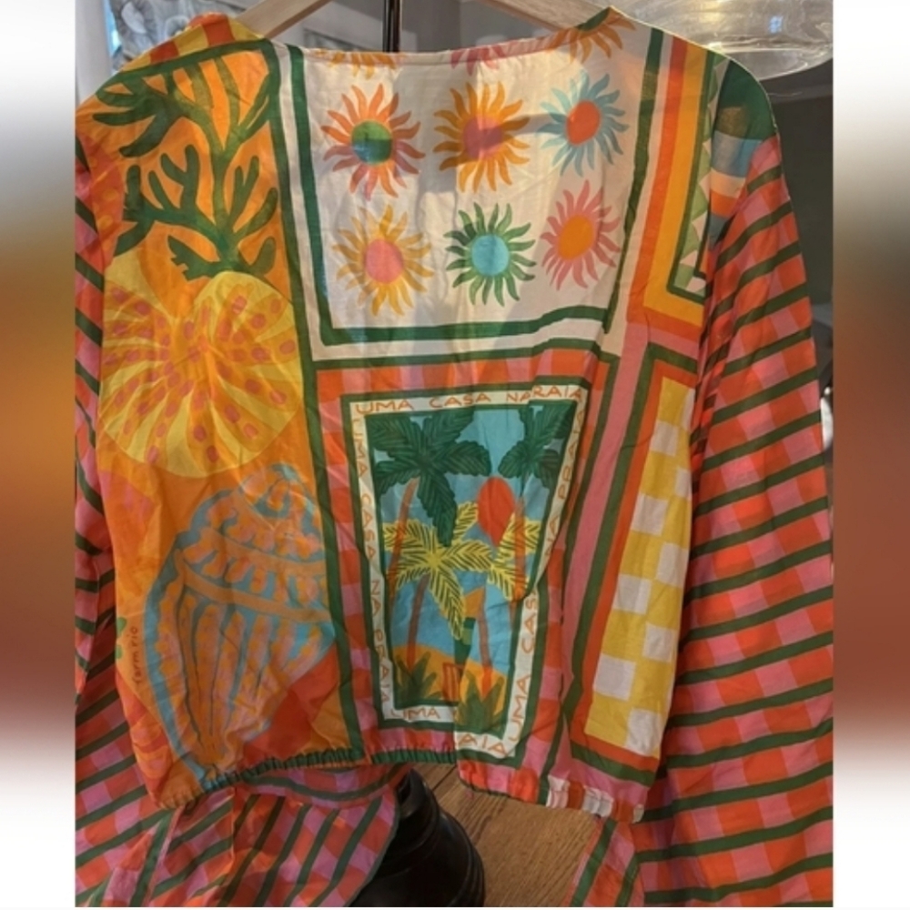 Farm Rio Vibrant Crop Top! Beachy Boho Brazil Funky Fun Retro NWT - Picture 3 of 3